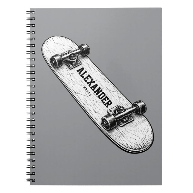 Cahier à spirale de skateboard personnalisé pour l (Devant)