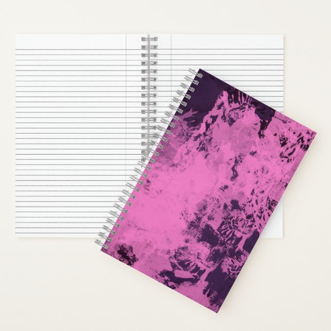 Cahier à spirale de style peinture grunge rose (À l'intérieur)