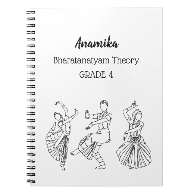 Cahier à spirale de théorie de danse bharatanatyam (Devant)