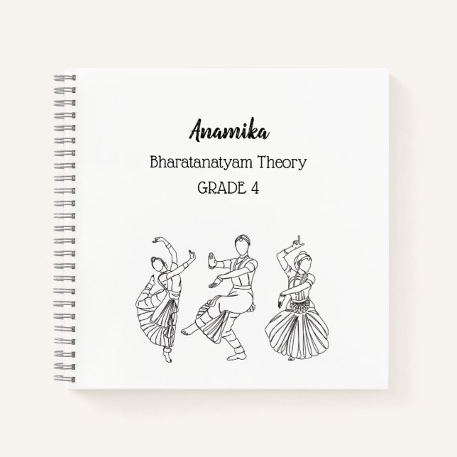 Cahier à spirale de théorie de danse bharatanatyam (Devant)