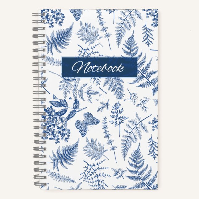 Cahier à spirale deluxe floral botanique bleu (Recto)