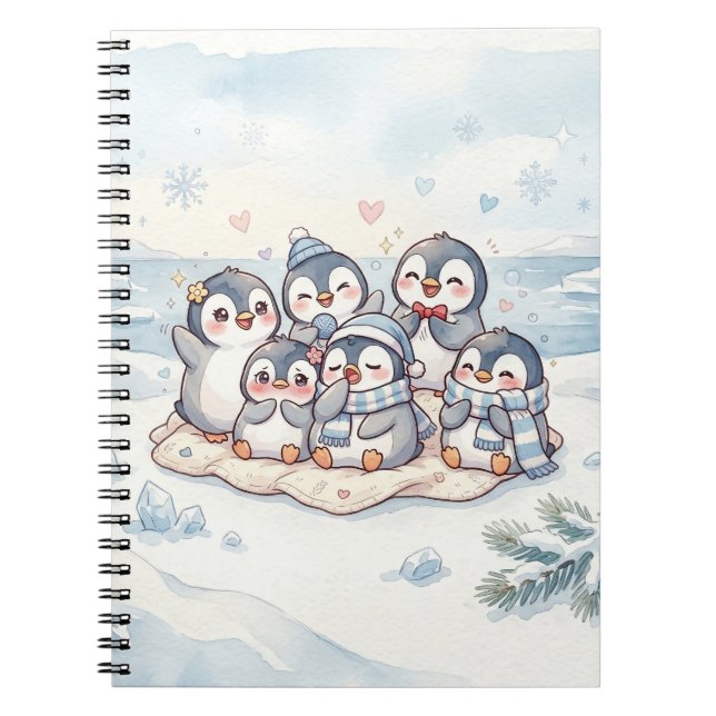 Cahier à spirale des amis manchots mignons (Devant)