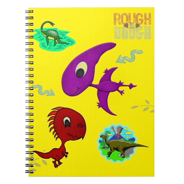 Cahier à spirale dinosaure jaune mignon  (Devant)