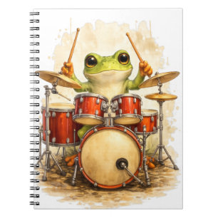 Cahier à spirale du batteur de grenouille mignon