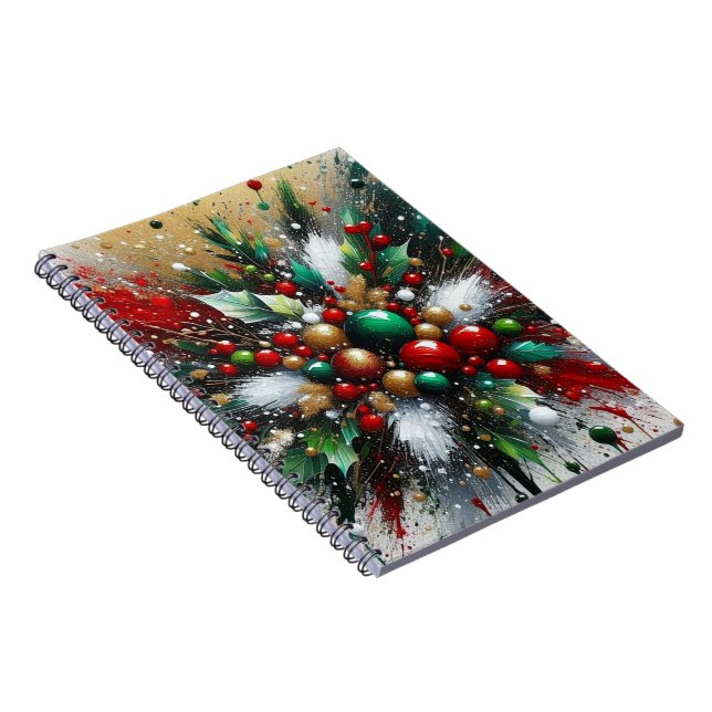 Cahier à spirale éclaboussures de Noël / Éclats bl (Côté Droit)