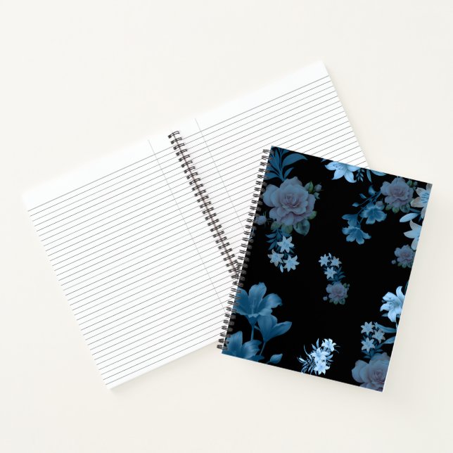 Cahier à spirale élégant à motif floral sarcelle (Intérieur)