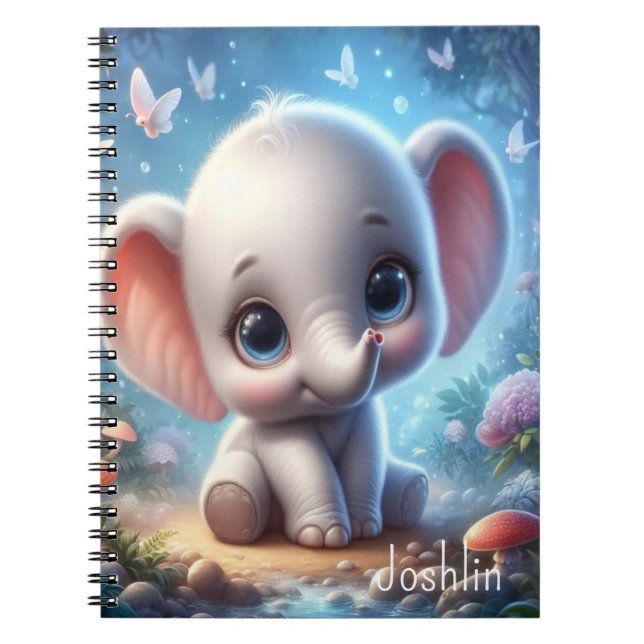 Cahier à spirale éléphant blanc bébé mignon (Devant)