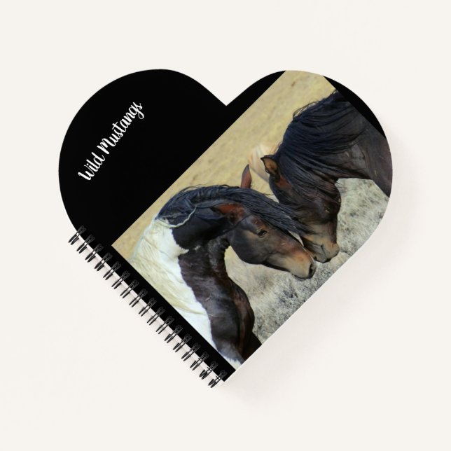 Cahier à spirale en forme de cœur avec chevaux Mus (Devant)