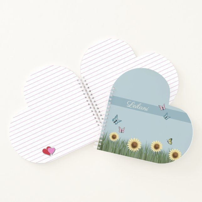 Cahier à spirale en forme de cœur papillon tournes (Intérieur)