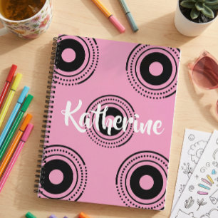 Cahier à spirale esthétique rose géométrique pour
