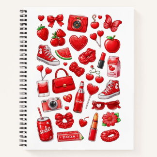 Cahier à spirale esthétique rouge mignon Coquette