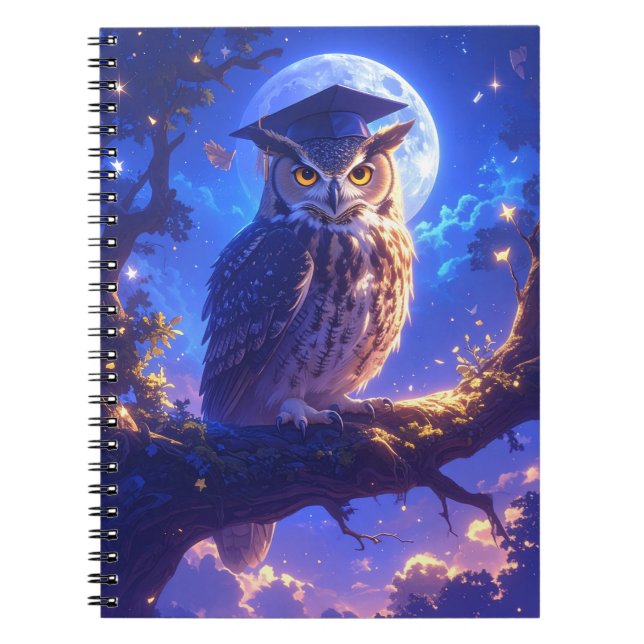 Cahier à spirale fantaisie de la chouette de remis (Devant)