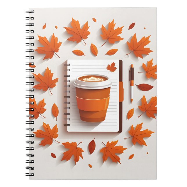 Cahier à spirale Feuilles d'automne & Café (Devant)