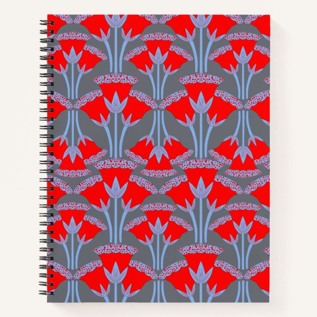 Cahier à spirale fleur de clochette rouge (Devant)