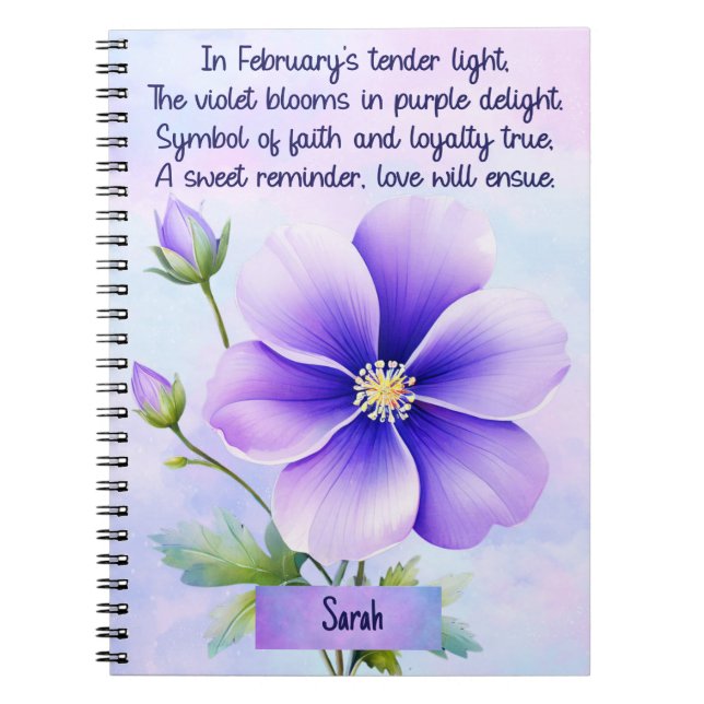 Cahier à spirale Fleur de naissance de février (Devant)
