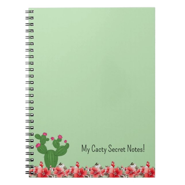 Cahier à spirale Fleurs orange de cactus vert  (Devant)