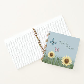 Cahier à spirale floral Papillon Tournesol