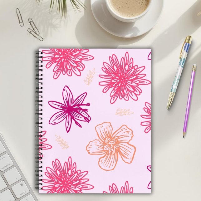 Cahier à spirale floral rose (Créateur téléchargé)