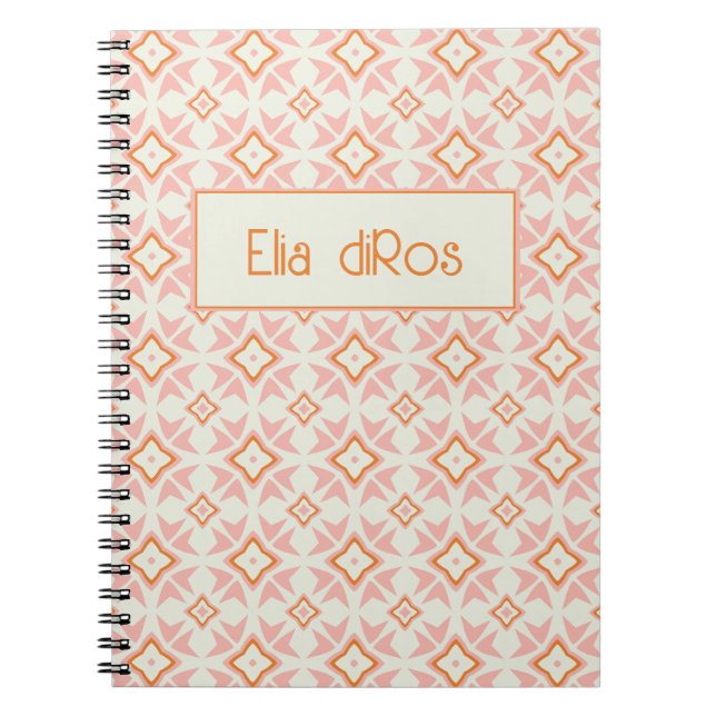 Cahier à spirale floral rose blush géométrique (Devant)