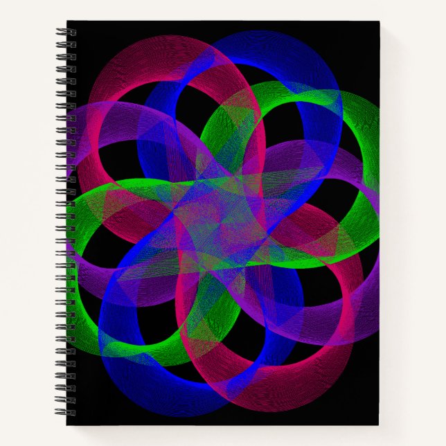 Cahier à spirale géométrique à double boucle en ma (Devant)