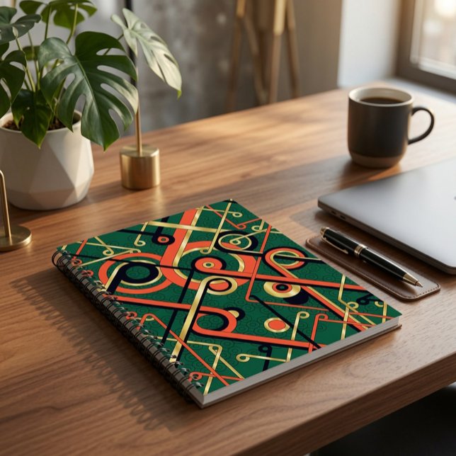 Cahier à spirale géométrique Art déco élégant (Créateur téléchargé)