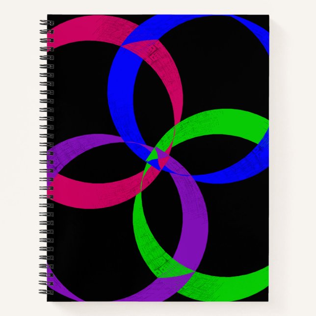 Cahier à spirale géométrique multicolore interchan (Devant)