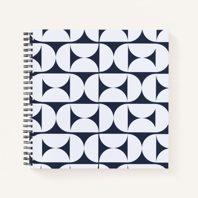 Cahier à spirale géométrique Navy Modernité du mil (Devant)