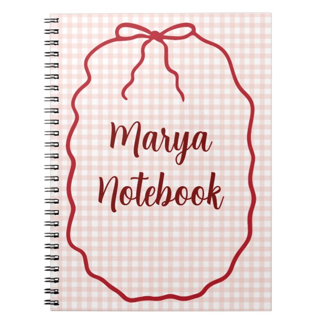 Cahier à spirale Gingham personnalisé | Nom person (Devant)