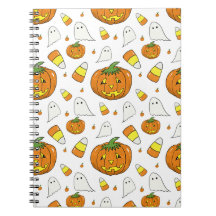 Cahier à spirale Halloween – Fantômes et maïs de c
