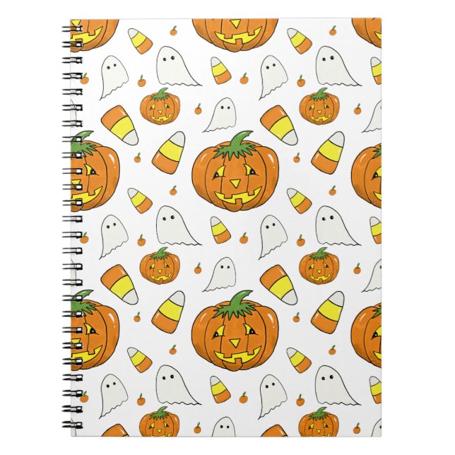 Cahier à spirale Halloween – Fantômes et maïs de c (Devant)