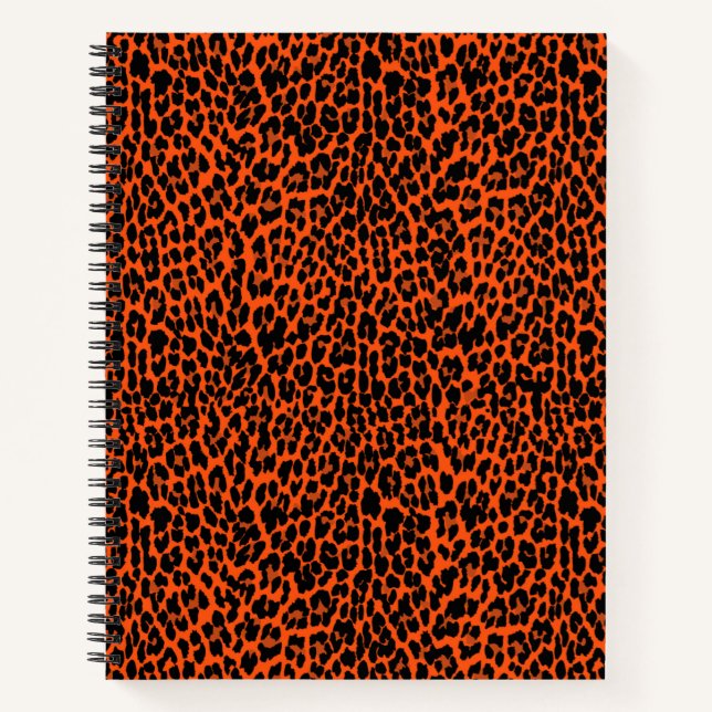 Cahier à spirale imprimé peau de léopard orange (Devant)