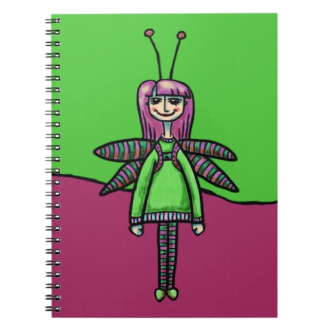 Cahier à spirale, jolie fille libellule (Devant)