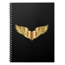 Cahier à spirale Journal intime à cœur ailé doré