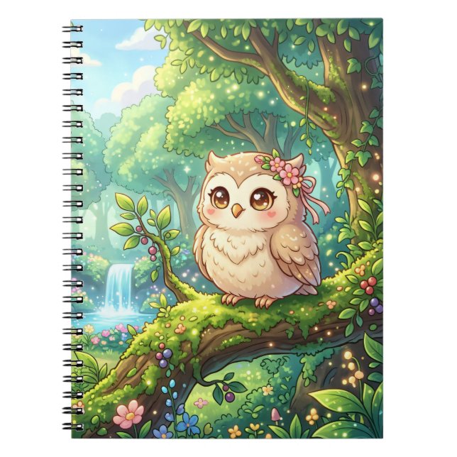 Cahier à spirale Kawaii Forest Owl (Devant)