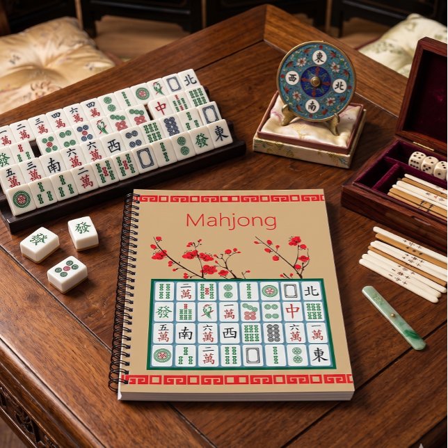 Cahier à spirale Mahjong Cerisier en Fleur (Créateur téléchargé)