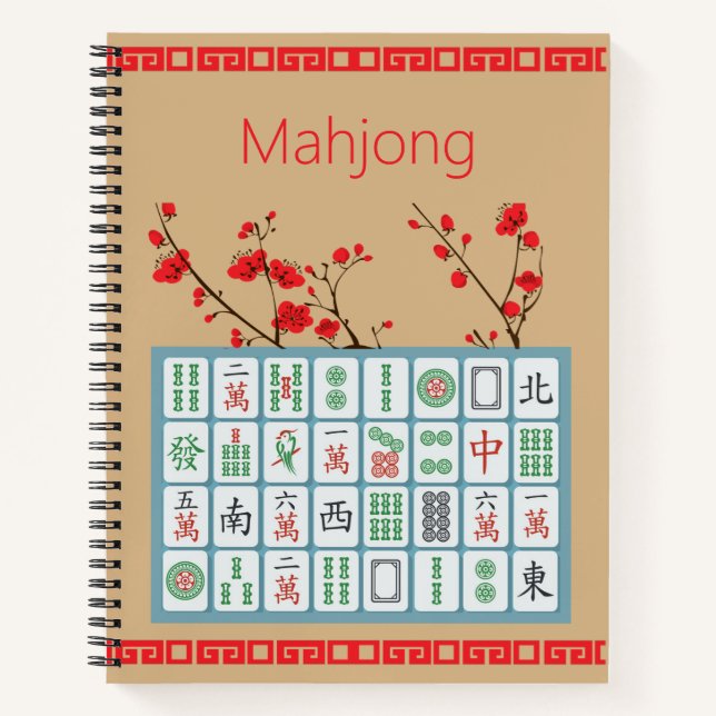 Cahier à spirale Mahjong Cerisier en Fleur (Devant)