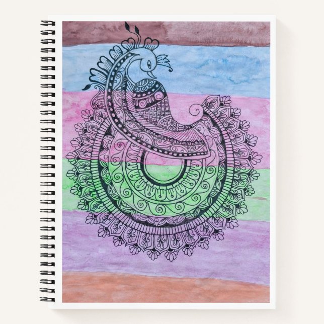 Cahier à spirale Mandala Paon (Devant)