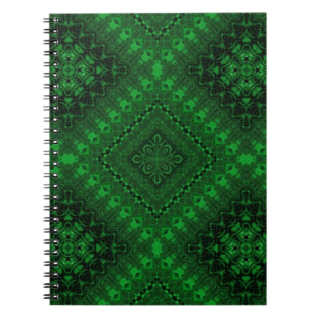 Cahier à spirale mandala vert émeraude vibrant (Devant)