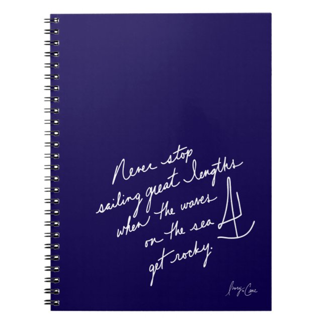 Cahier à spirale manuscrit Ne jamais cesser de nav (Devant)