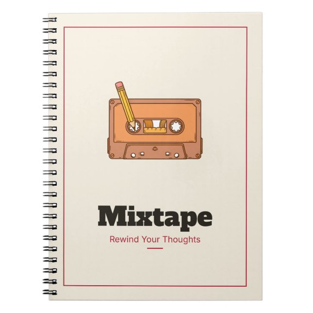 Cahier à spirale mixtape cassette rétro (Devant)