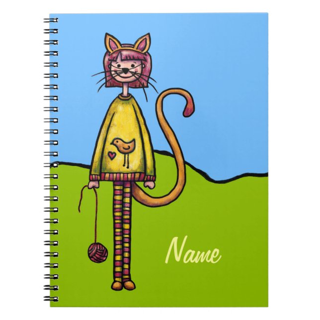 Cahier à spirale, modèle de nom de fille chat mign (Devant)