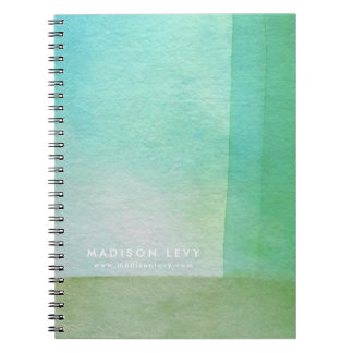 Cahier à spirale moderne avec lignes vertes aquare