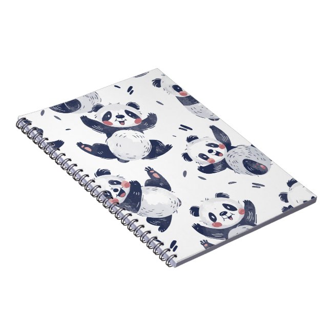 Cahier à spirale motif panda dansant mignon (Côté Droit)