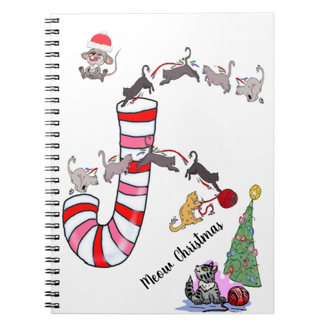 Cahier à spirale Noël Miaou Chat Souris  (Devant)