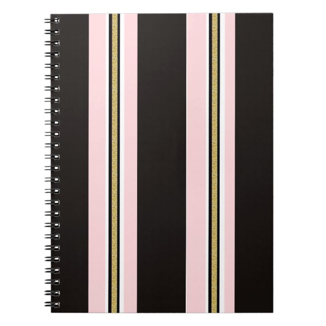 Cahier à spirale noir or rose et blanc  (Devant)