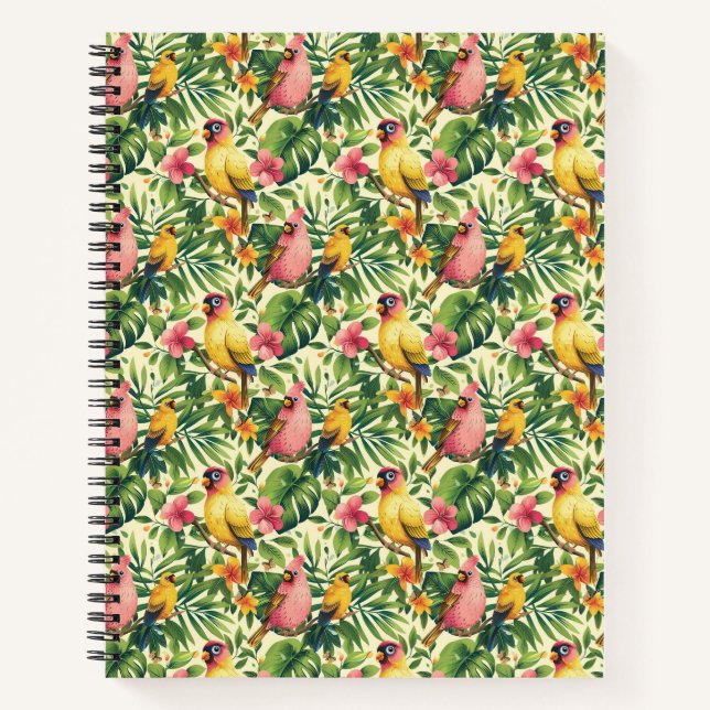 Cahier à spirale Oiseaux et Fleurs Tropicaux (Devant)