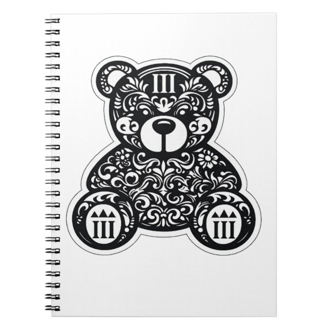 Cahier à spirale ours noir et blanc urbain (Devant)