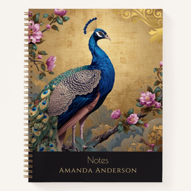 Cahier à spirale Paon en Chinoiserie (Devant)