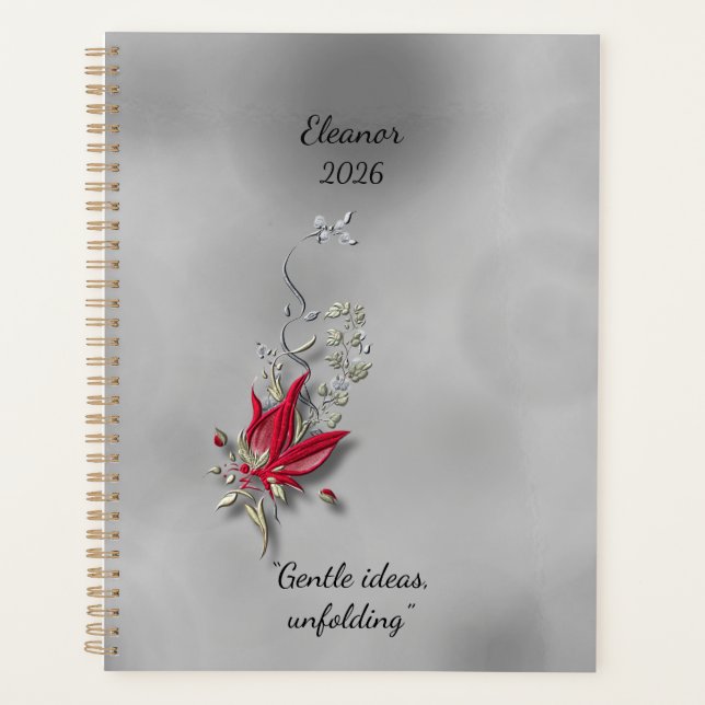	Cahier à spirale papillon cramoisi Bloom  (Devant)