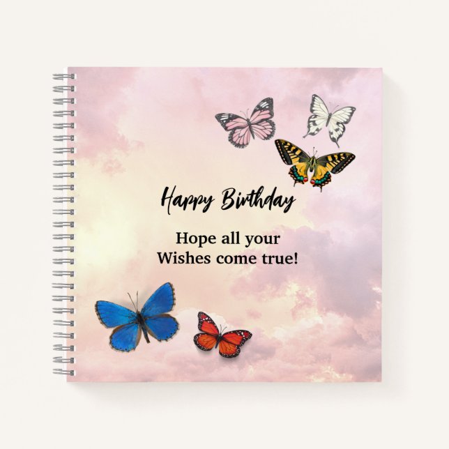 Cahier à spirale papillon déchiré rêveur lilas ros (Devant)